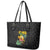 Hawaiian Halloween Leather Tote Bag Aloha Pinapple with Mysterious Hands and Polynesian Tribal Tattoo