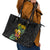 Hawaiian Halloween Leather Tote Bag Aloha Pinapple with Mysterious Hands and Polynesian Tribal Tattoo