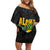 Hawaiian Halloween Off Shoulder Short Dress Aloha Pinapple with Mysterious Hands and Polynesian Tribal Tattoo