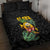 Hawaiian Halloween Quilt Bed Set Aloha Pinapple with Mysterious Hands and Polynesian Tribal Tattoo