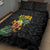 Hawaiian Halloween Quilt Bed Set Aloha Pinapple with Mysterious Hands and Polynesian Tribal Tattoo