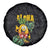 Hawaiian Halloween Spare Tire Cover Aloha Pinapple with Mysterious Hands and Polynesian Tribal Tattoo