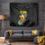 Hawaiian Halloween Tapestry Aloha Pinapple with Mysterious Hands and Polynesian Tribal Tattoo