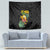 Hawaiian Halloween Tapestry Aloha Pinapple with Mysterious Hands and Polynesian Tribal Tattoo