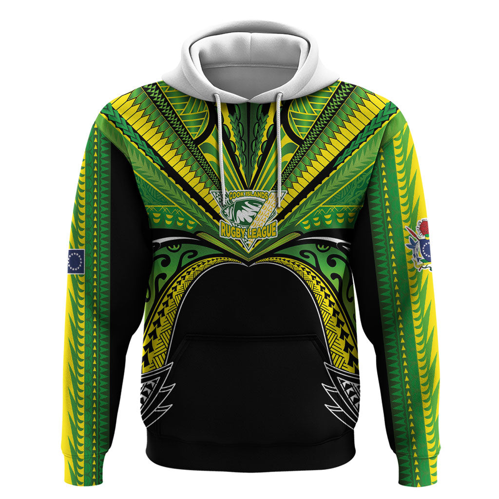 Cook Islands Rugby League Custom Hoodie Polynesian and Tatau Tribal Art - Black Color LT03 Pullover Hoodie Black - Polynesian Pride