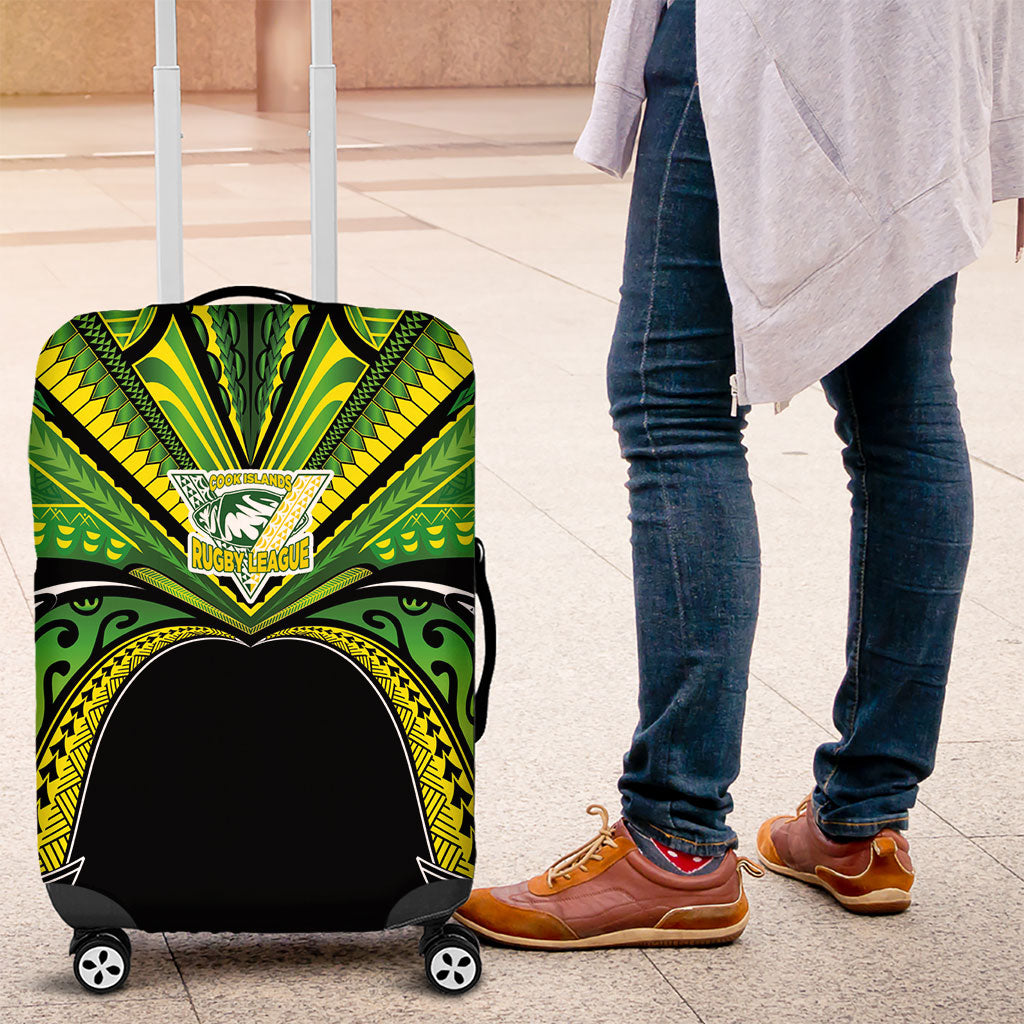Cook Islands Rugby League Luggage Cover Polynesian and Tatau Tribal Art - Black Color