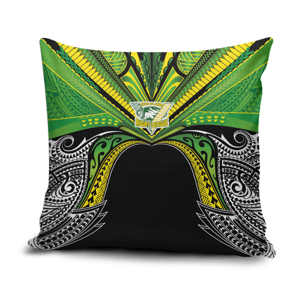 Cook Islands Rugby League Pillow Cover Polynesian and Tatau Tribal Art - Black Color LT03 Black - Polynesian Pride