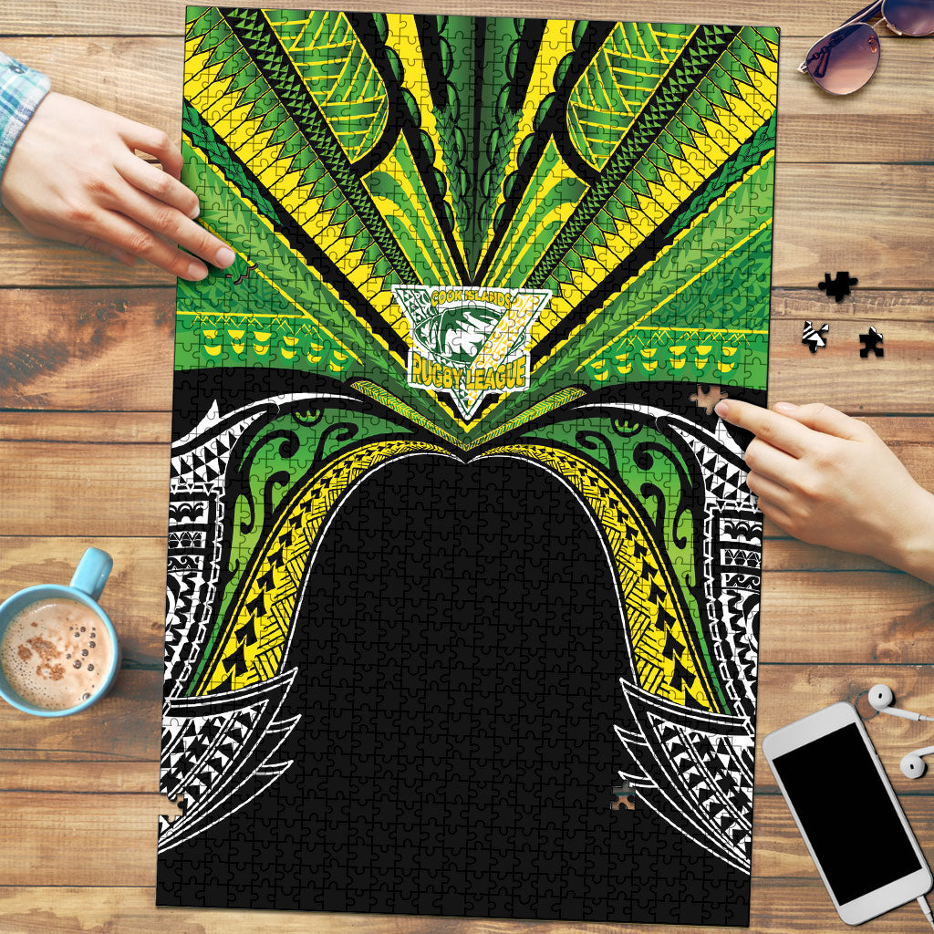 Cook Islands Rugby League Puzzle Polynesian and Tatau Tribal Art - Black Color LT03 Black - Polynesian Pride