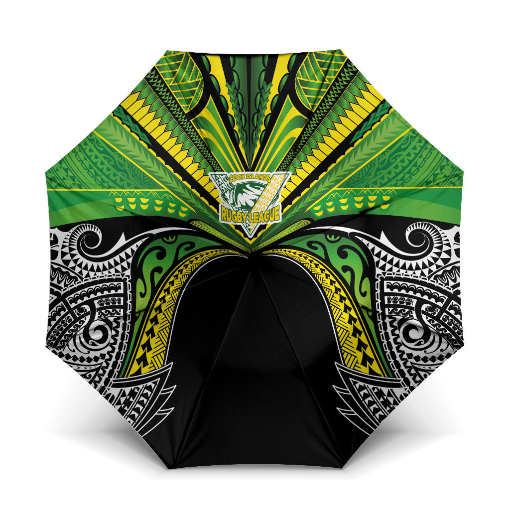 Cook Islands Rugby League Umbrella Polynesian and Tatau Tribal Art - Black Color LT03 One Size Folded 11.42 inch Opened Diameter 37.4 inch Black - Polynesian Pride