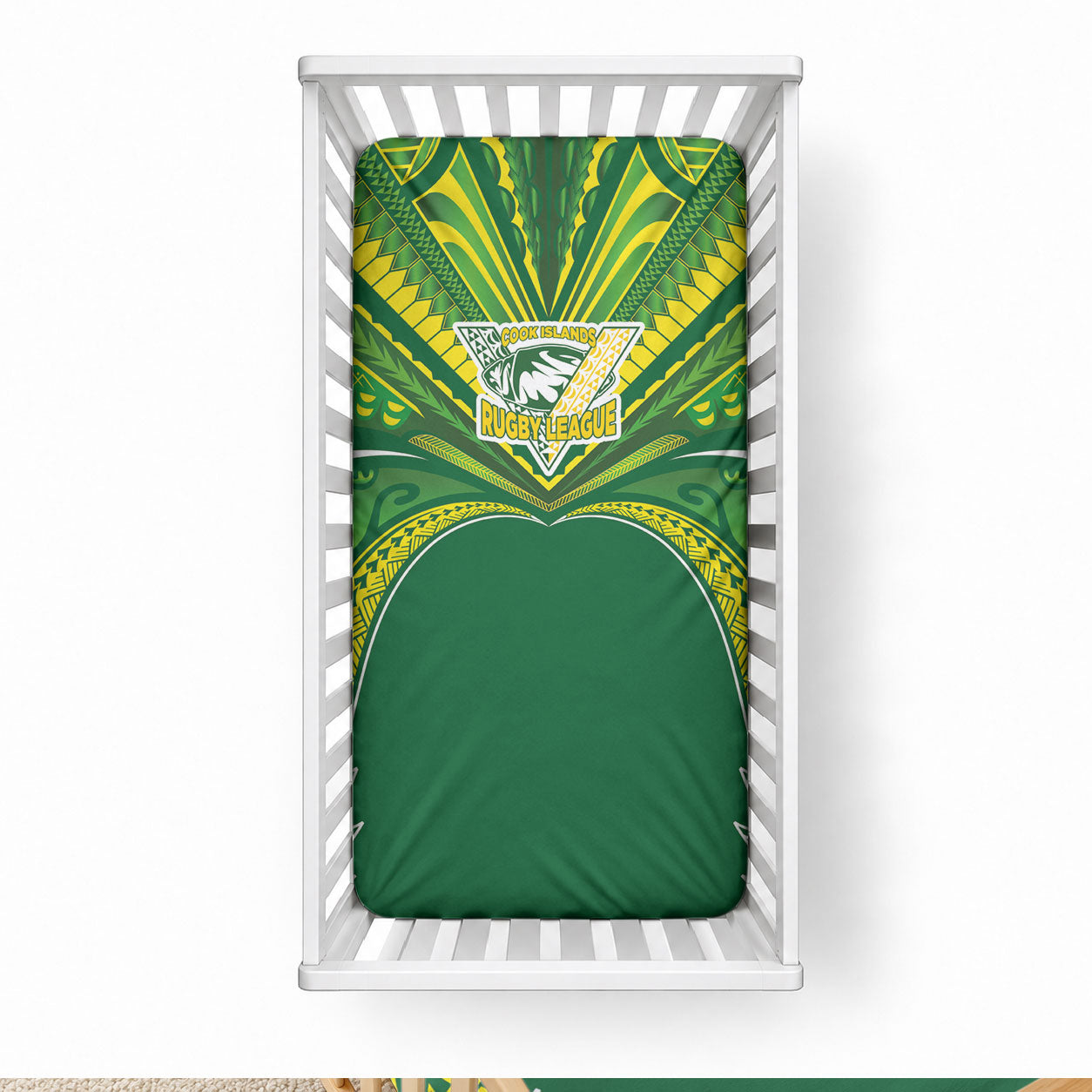 Cook Islands Rugby League Baby Bed Cover Polynesian and Tatau Tribal Art - Green Color LT03 28 × 52 in Green - Polynesian Pride