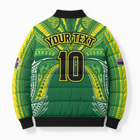 Cook Islands Rugby League Custom Bomber Puffer Jacket Polynesian and Tatau Tribal Art - Green Color LT03 - Polynesian Pride