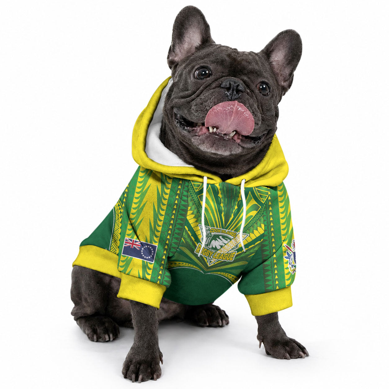 Cook Islands Rugby League Custom Pet Hoodie Polynesian and Tatau Tribal Art - Green Color LT03 - Polynesian Pride