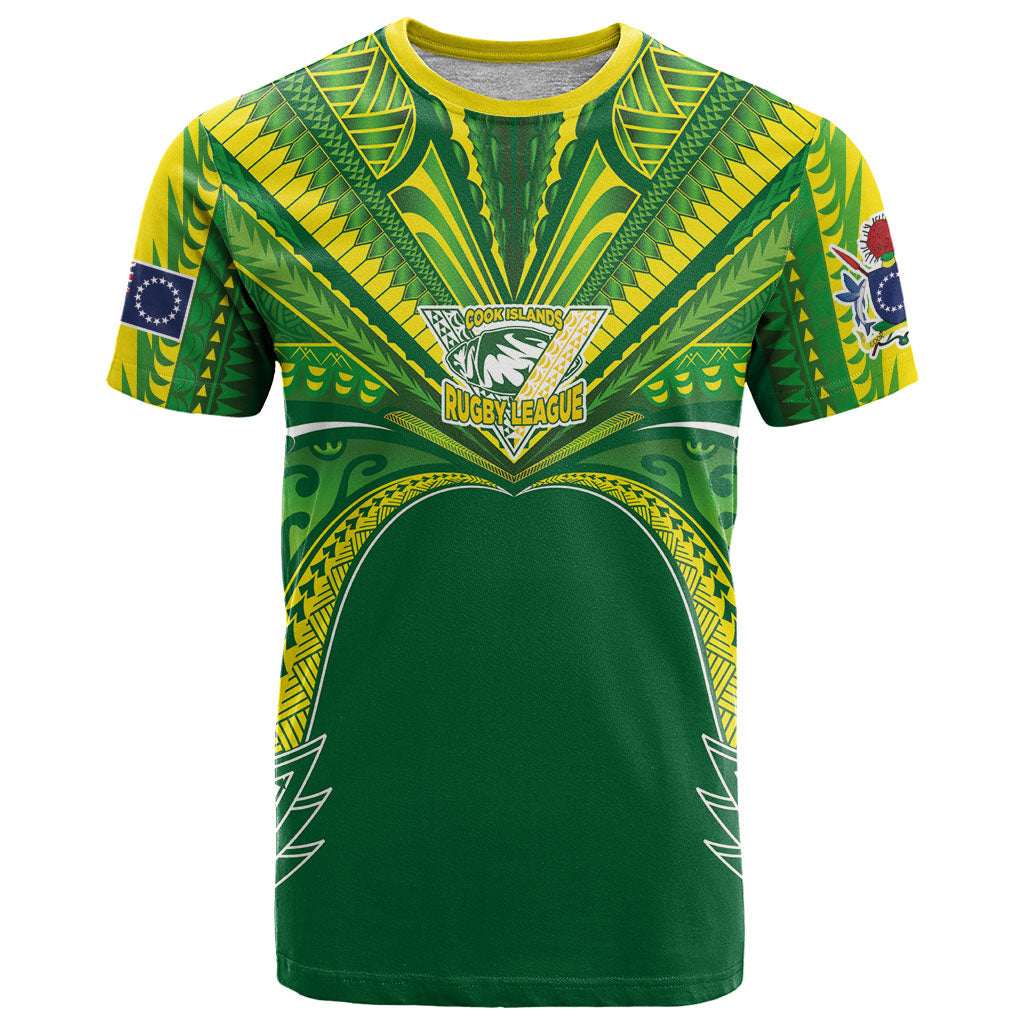 Cook Islands Rugby League Custom T Shirt Polynesian and Tatau Tribal Art - Green Color LT03 Green - Polynesian Pride