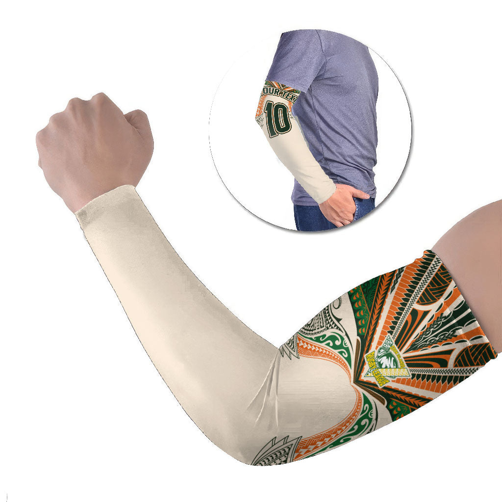 Cook Islands Rugby League Custom Arm Sleeves Polynesian and Tatau Tribal Art - Retro Palette