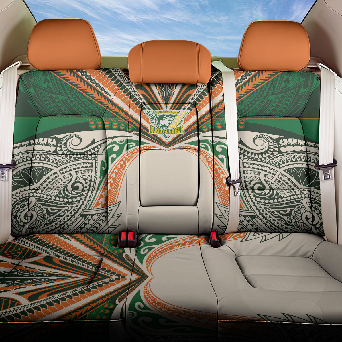 Cook Islands Rugby League Back Car Seat Cover Polynesian and Tatau Tribal Art - Retro Palette LT03 One Size Multicolor - Polynesian Pride