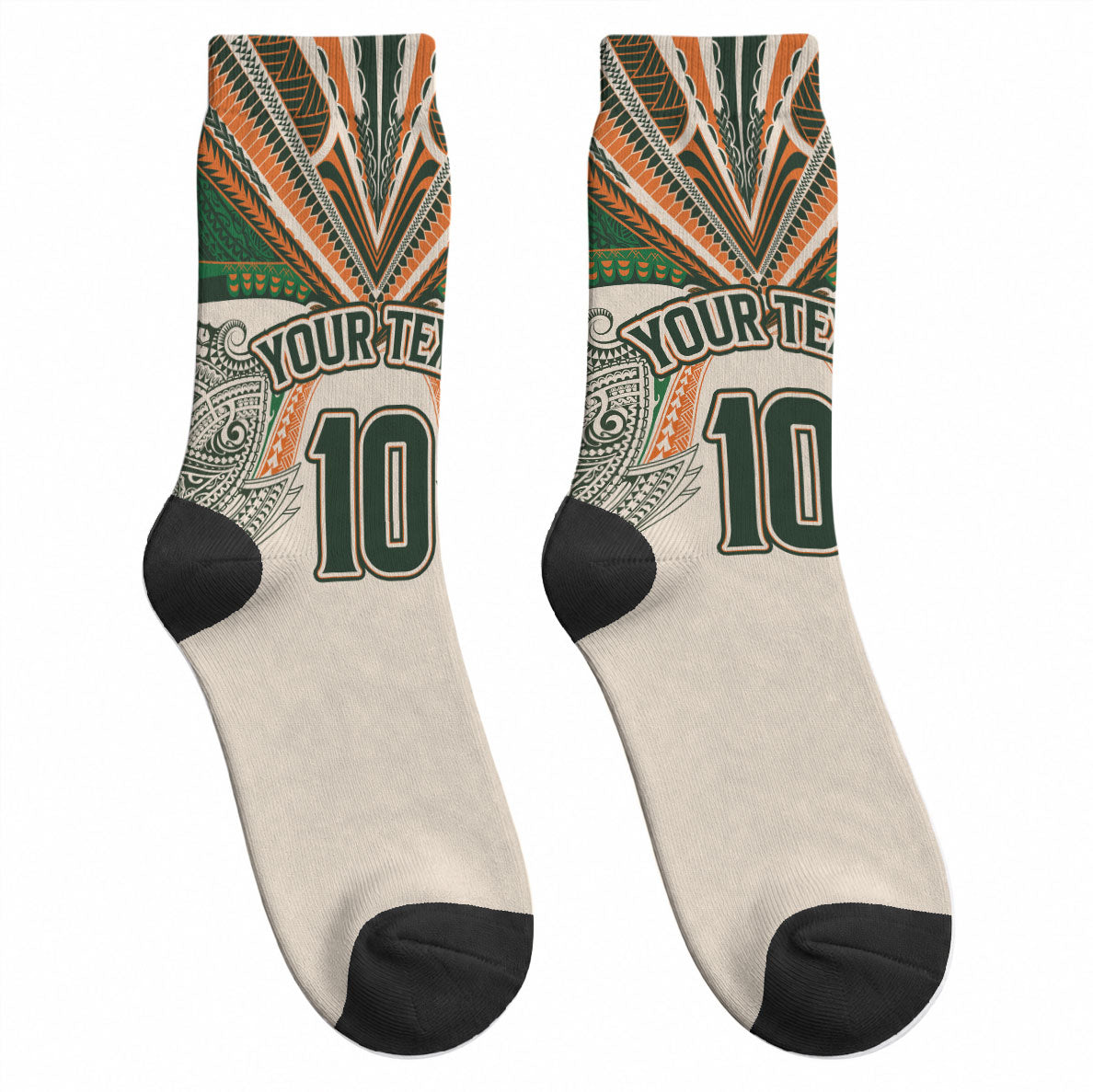 Cook Islands Rugby League Custom Crew Socks Polynesian and Tatau Tribal Art - Retro Palette LT03 - Polynesian Pride