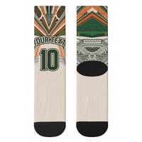 Cook Islands Rugby League Custom Crew Socks Polynesian and Tatau Tribal Art - Retro Palette LT03 - Polynesian Pride