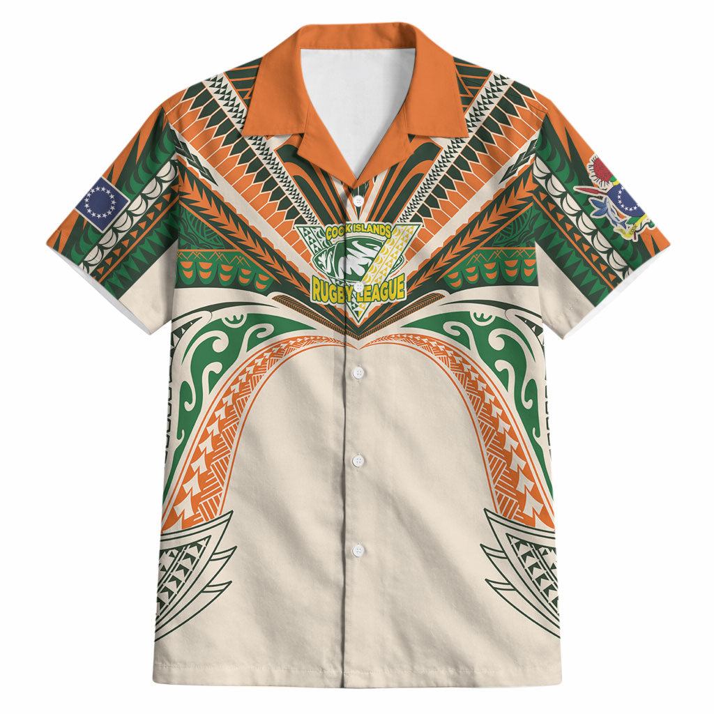 Cook Islands Rugby League Custom Hawaiian Shirt Polynesian and Tatau Tribal Art - Retro Palette