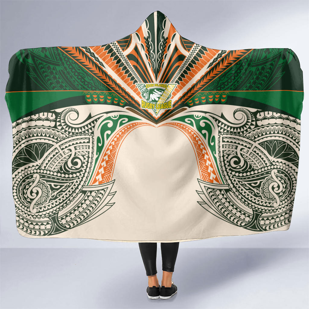 Cook Islands Rugby League Hooded Blanket Polynesian and Tatau Tribal Art - Retro Palette LT03 One Size Multicolor - Polynesian Pride