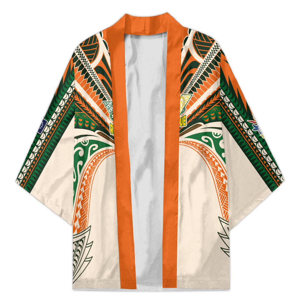 Cook Islands Rugby League Custom Kimono Polynesian and Tatau Tribal Art - Retro Palette