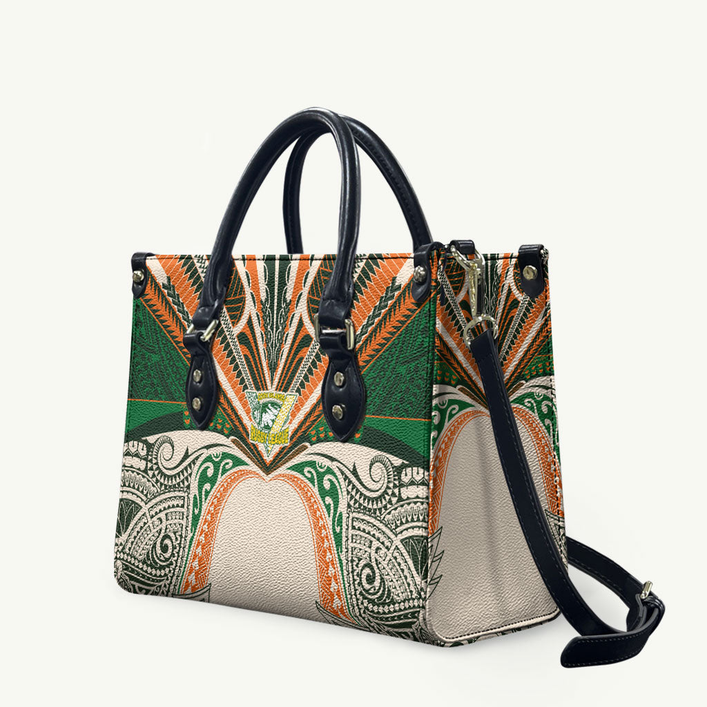 Cook Islands Rugby League Leather Bag Polynesian and Tatau Tribal Art - Retro Palette
