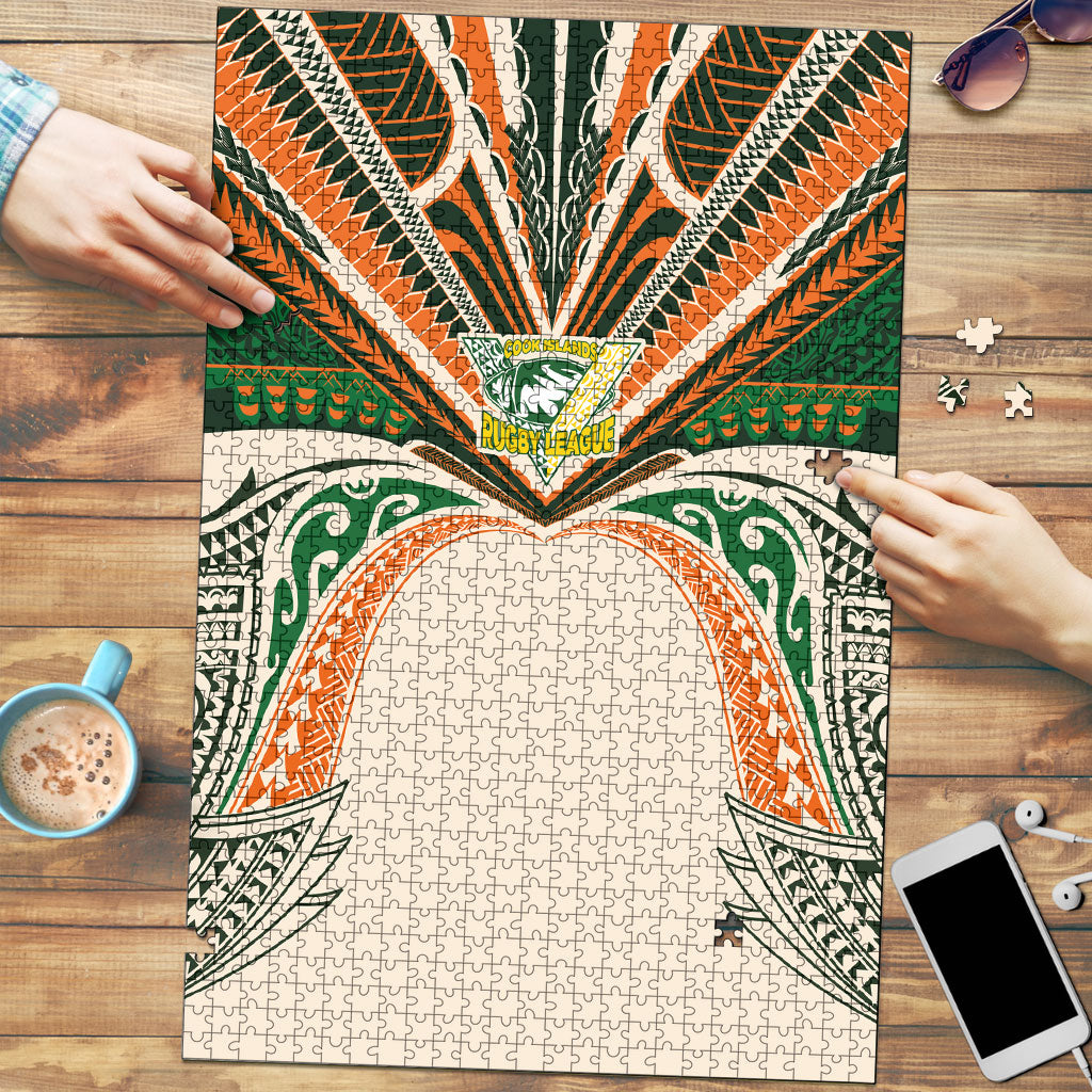 Cook Islands Rugby League Puzzle Polynesian and Tatau Tribal Art - Retro Palette LT03 Multicolor - Polynesian Pride