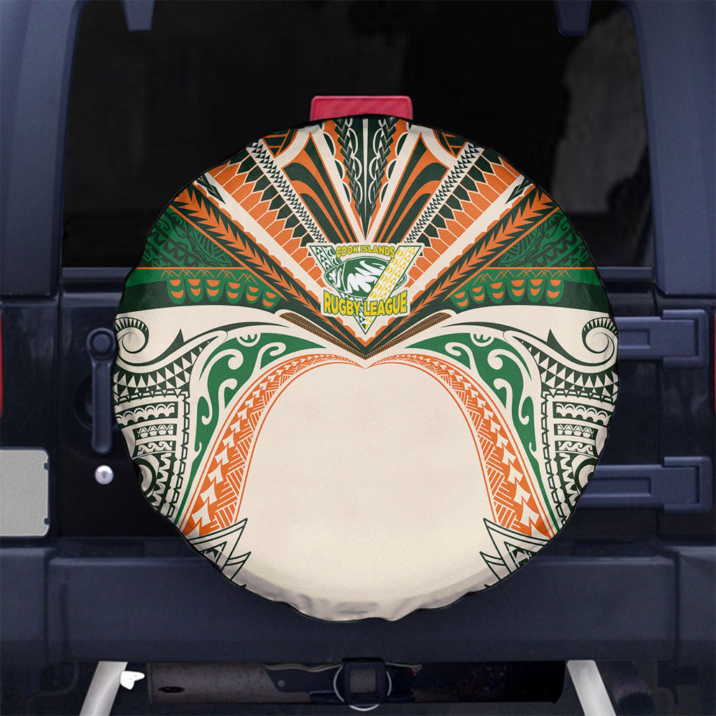 Cook Islands Rugby League Spare Tire Cover Polynesian and Tatau Tribal Art - Retro Palette LT03 No hole Multicolor - Polynesian Pride