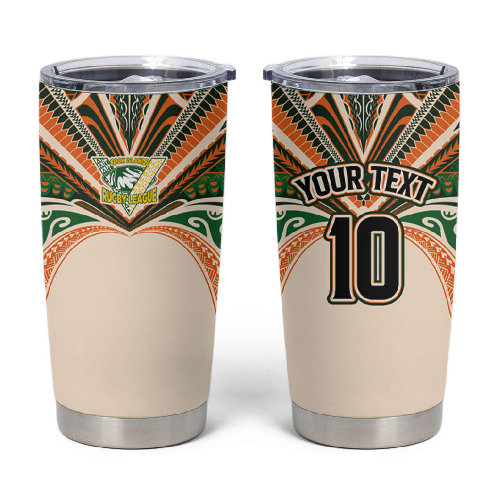 Cook Islands Rugby League Custom Tumbler Cup Polynesian and Tatau Tribal Art - Retro Palette