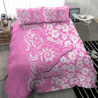 Hawaii Kauai Island Bedding Set Hibiscus Pattern Seamless Tribal Simple Pink LT03 - Polynesian Pride