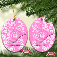 Hawaii Kauai Island Ceramic Ornament Hibiscus Pattern Seamless Tribal Simple Pink LT03 - Polynesian Pride