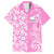 Hawaii Kauai Island Family Matching Long Sleeve Bodycon Dress and Hawaiian Shirt Hibiscus Pattern Seamless Tribal Simple Pink LT03 Dad's Shirt - Short Sleeve Pink - Polynesian Pride