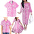 Hawaii Kauai Island Family Matching Off Shoulder Long Sleeve Dress and Hawaiian Shirt Hibiscus Pattern Seamless Tribal Simple Pink LT03 - Polynesian Pride