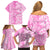 Hawaii Kauai Island Family Matching Off Shoulder Short Dress and Hawaiian Shirt Hibiscus Pattern Seamless Tribal Simple Pink LT03 - Polynesian Pride