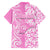 Hawaii Kauai Island Family Matching Puletasi Dress and Hawaiian Shirt Hibiscus Pattern Seamless Tribal Simple Pink LT03 - Polynesian Pride