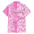 Hawaii Kauai Island Family Matching Short Sleeve Bodycon Dress and Hawaiian Shirt Hibiscus Pattern Seamless Tribal Simple Pink LT03 - Polynesian Pride