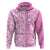 Hawaii Kauai Island Hoodie Hibiscus Pattern Seamless Tribal Simple Pink LT03 Zip Hoodie Pink - Polynesian Pride