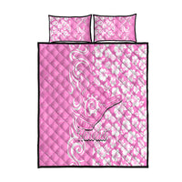 Hawaii Kauai Island Quilt Bed Set Hibiscus Pattern Seamless Tribal Simple Pink LT03 Pink - Polynesian Pride