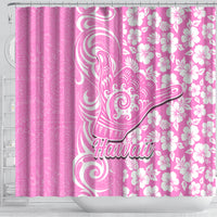 Hawaii Kauai Island Shower Curtain Hibiscus Pattern Seamless Tribal Simple Pink LT03 - Polynesian Pride