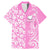 Custom Hawaii Kauai Island Family Matching Mermaid Dress and Hawaiian Shirt Hibiscus Pattern Seamless Tribal Simple Pink LT03 Dad's Shirt - Short Sleeve Pink - Polynesian Pride