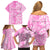 Custom Hawaii Kauai Island Family Matching Off Shoulder Short Dress and Hawaiian Shirt Hibiscus Pattern Seamless Tribal Simple Pink LT03 - Polynesian Pride