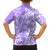 Hawaii Kauai Island Family Matching Off Shoulder Long Sleeve Dress and Hawaiian Shirt Hibiscus Pattern Seamless Tribal Simple Purple LT03 - Polynesian Pride