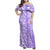 Hawaii Kauai Island Family Matching Off Shoulder Maxi Dress and Hawaiian Shirt Hibiscus Pattern Seamless Tribal Simple Purple LT03 Mom's Dress Purple - Polynesian Pride