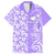 Hawaii Kauai Island Family Matching Off Shoulder Short Dress and Hawaiian Shirt Hibiscus Pattern Seamless Tribal Simple Purple LT03 Dad's Shirt - Short Sleeve Purple - Polynesian Pride