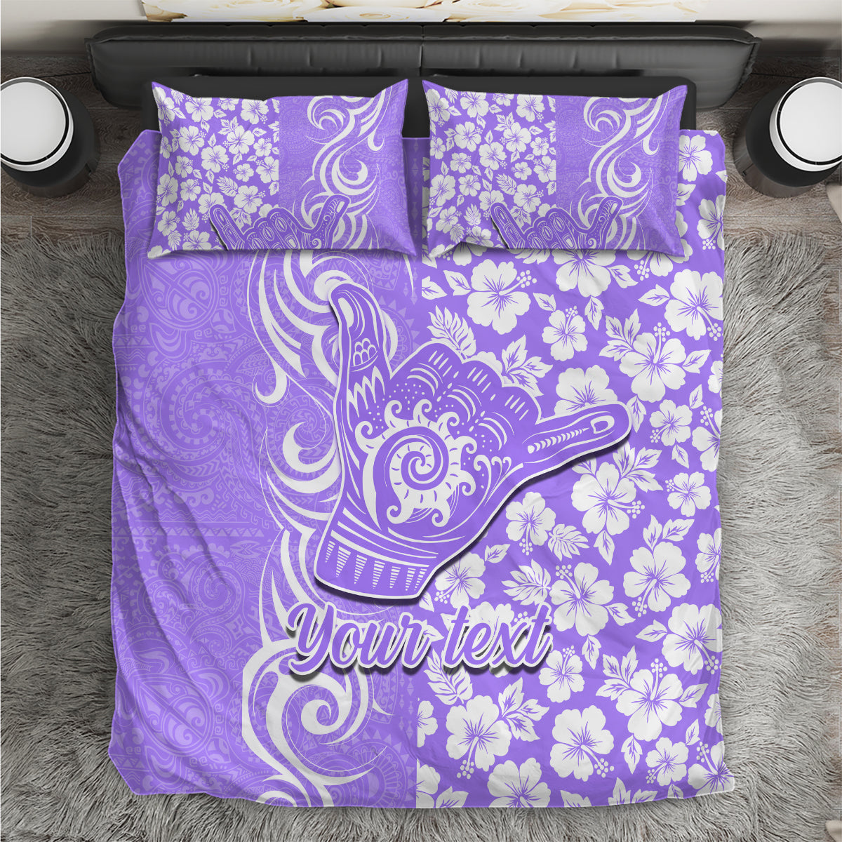 Custom Hawaii Kauai Island Bedding Set Hibiscus Pattern Seamless Tribal Simple Purple LT03 Purple - Polynesian Pride