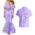 Custom Hawaii Kauai Island Couples Matching Mermaid Dress and Hawaiian Shirt Hibiscus Pattern Seamless Tribal Simple Purple LT03 - Polynesian Pride