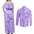 Custom Hawaii Kauai Island Couples Matching Off Shoulder Maxi Dress and Long Sleeve Button Shirts Hibiscus Pattern Seamless Tribal Simple Purple LT03 - Polynesian Pride