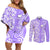 Custom Hawaii Kauai Island Couples Matching Off Shoulder Short Dress and Long Sleeve Button Shirts Hibiscus Pattern Seamless Tribal Simple Purple LT03 Purple - Polynesian Pride