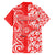 Hawaii Kauai Island Family Matching Off Shoulder Short Dress and Hawaiian Shirt Hibiscus Pattern Seamless Tribal Simple Red LT03 - Polynesian Pride