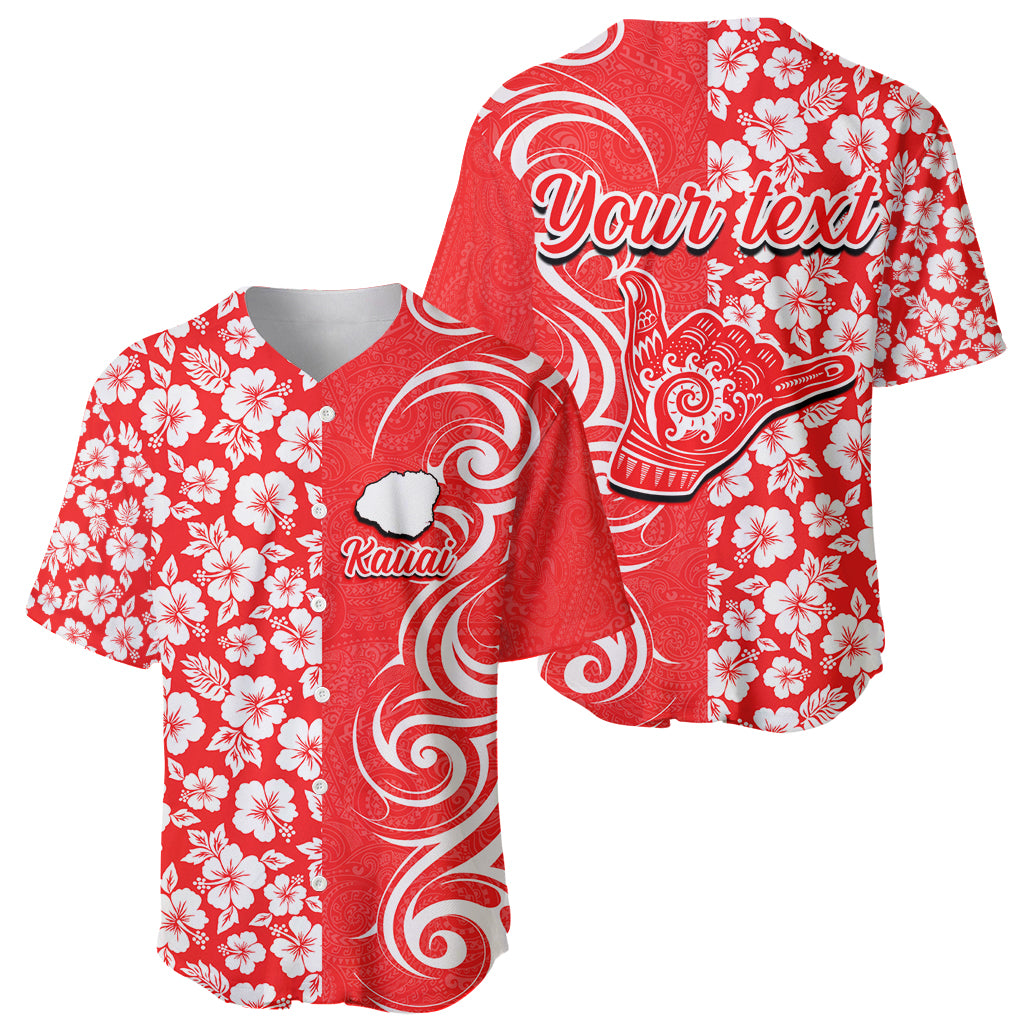 Custom Hawaii Kauai Island Baseball Jersey Hibiscus Pattern Seamless Tribal Simple Red LT03 - Polynesian Pride