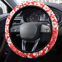 Hawaii Kauai Island Steering Wheel Cover Hibiscus Pattern Seamless Tribal Simple Red LT03 - Polynesian Pride